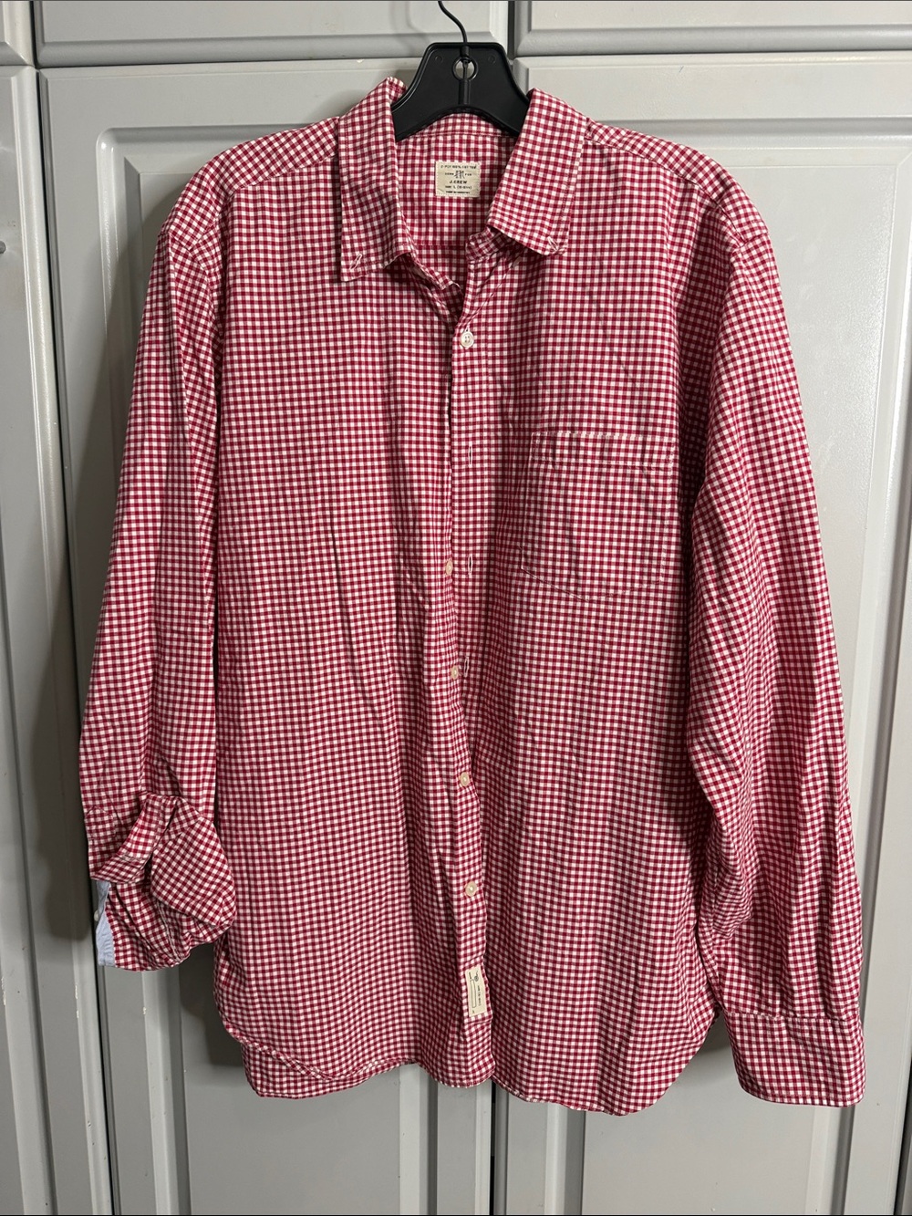 J Crew Men's Red Gingham Button-Up Shirt Sz L
(16-16.5)
